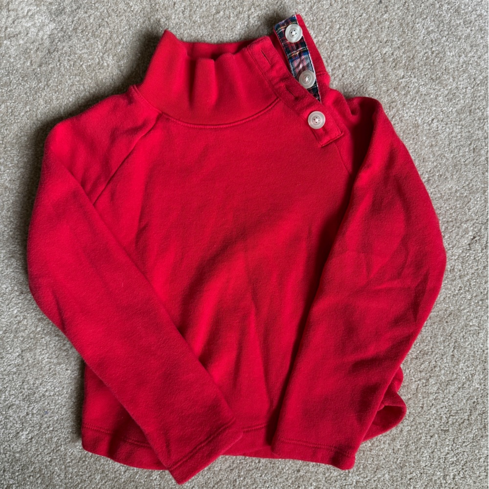 Crewcuts Vibrant Red Sweater with Plaid Button Detail